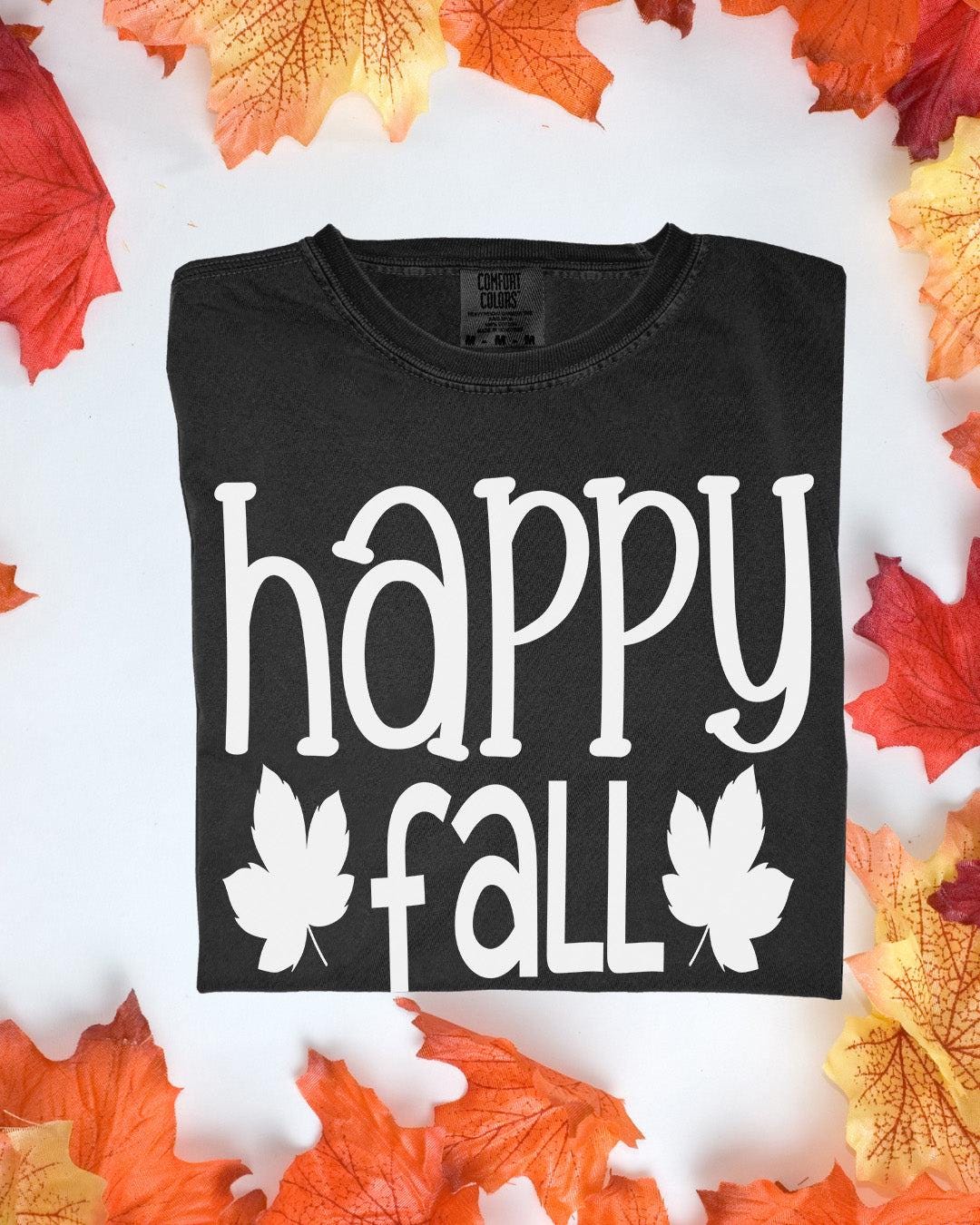Happy Fall Comfort Colors Tee Autumn Graphic TShirt Cozy Fall Outfit Customizoo