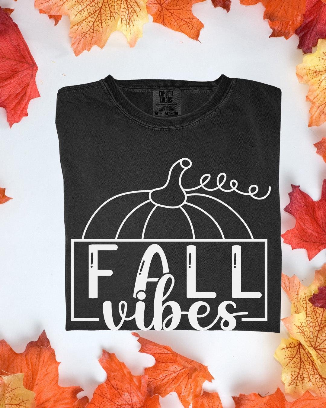 Fall Vibes Comfort Colors Tee Autumn Graphic TShirt Cozy Fall Outfit Customizoo