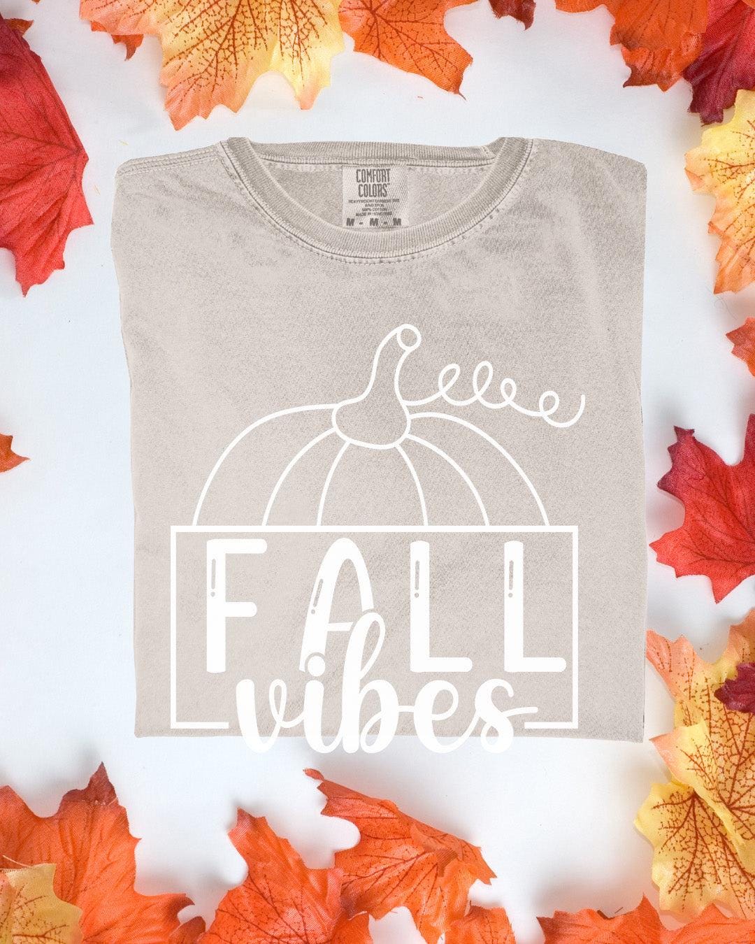 Fall Vibes Comfort Colors Tee Autumn Graphic TShirt Cozy Fall Outfit Customizoo
