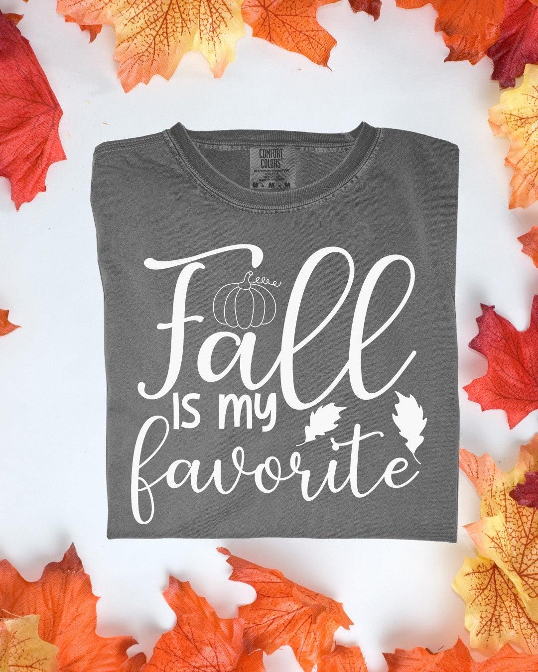 Fall Is My Favorite Shirt Comfort Colors Tee Autumn Graphic T Shirt Cozy Fall Outfit Pumpkin & Leaves Customizoo