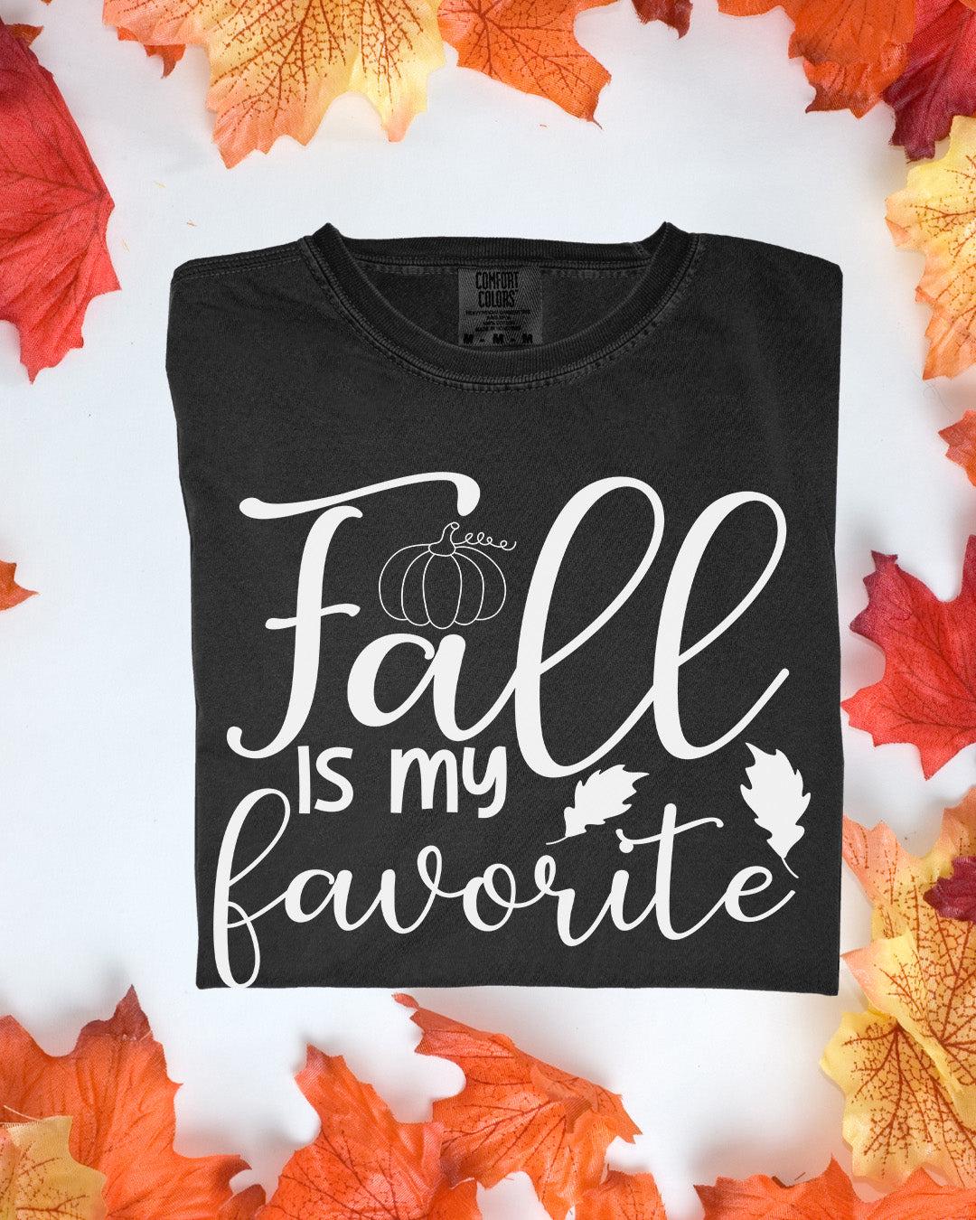 Fall Is My Favorite Shirt Comfort Colors Tee Autumn Graphic T Shirt Cozy Fall Outfit Pumpkin & Leaves Customizoo