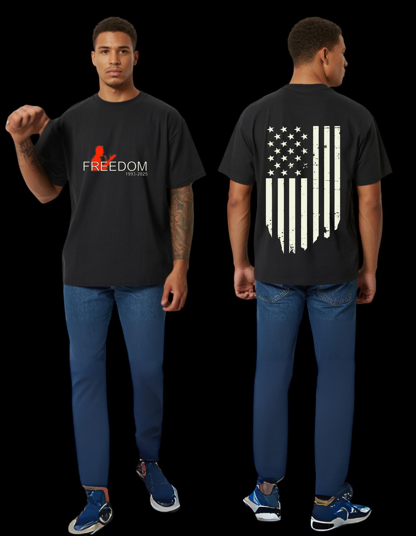 Charlie Kirk Memorial Tee Freedom Silhouette 100% Cotton