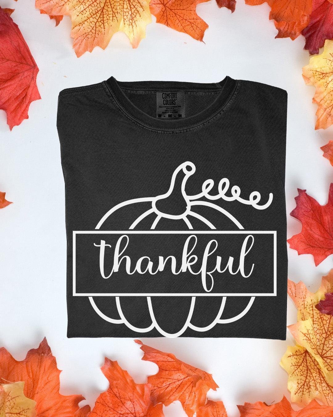 Thankful Comfort Colors Tee Autumn Graphic TShirt Cozy Fall Outfit Customizoo
