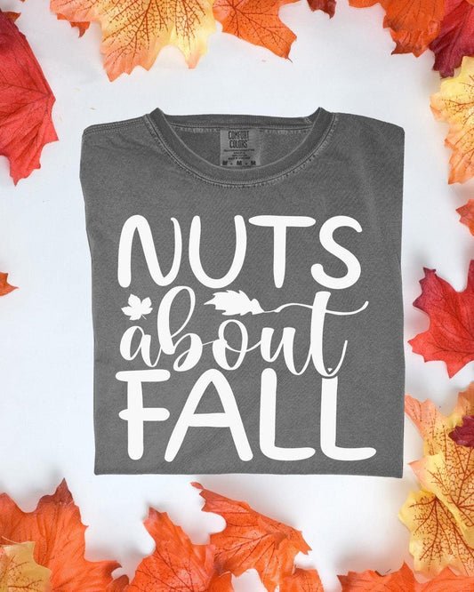 Nuts about Fall Comfort Colors Tee Autumn Graphic TShirt Cozy Fall Outfit Customizoo