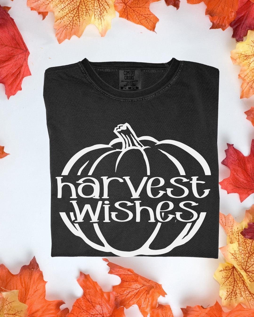 Harvest Wishes Comfort Colors Tee Autumn Graphic TShirt Cozy Fall Outfit Customizoo