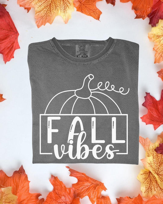 Fall Vibes Comfort Colors Tee Autumn Graphic TShirt Cozy Fall Outfit Customizoo