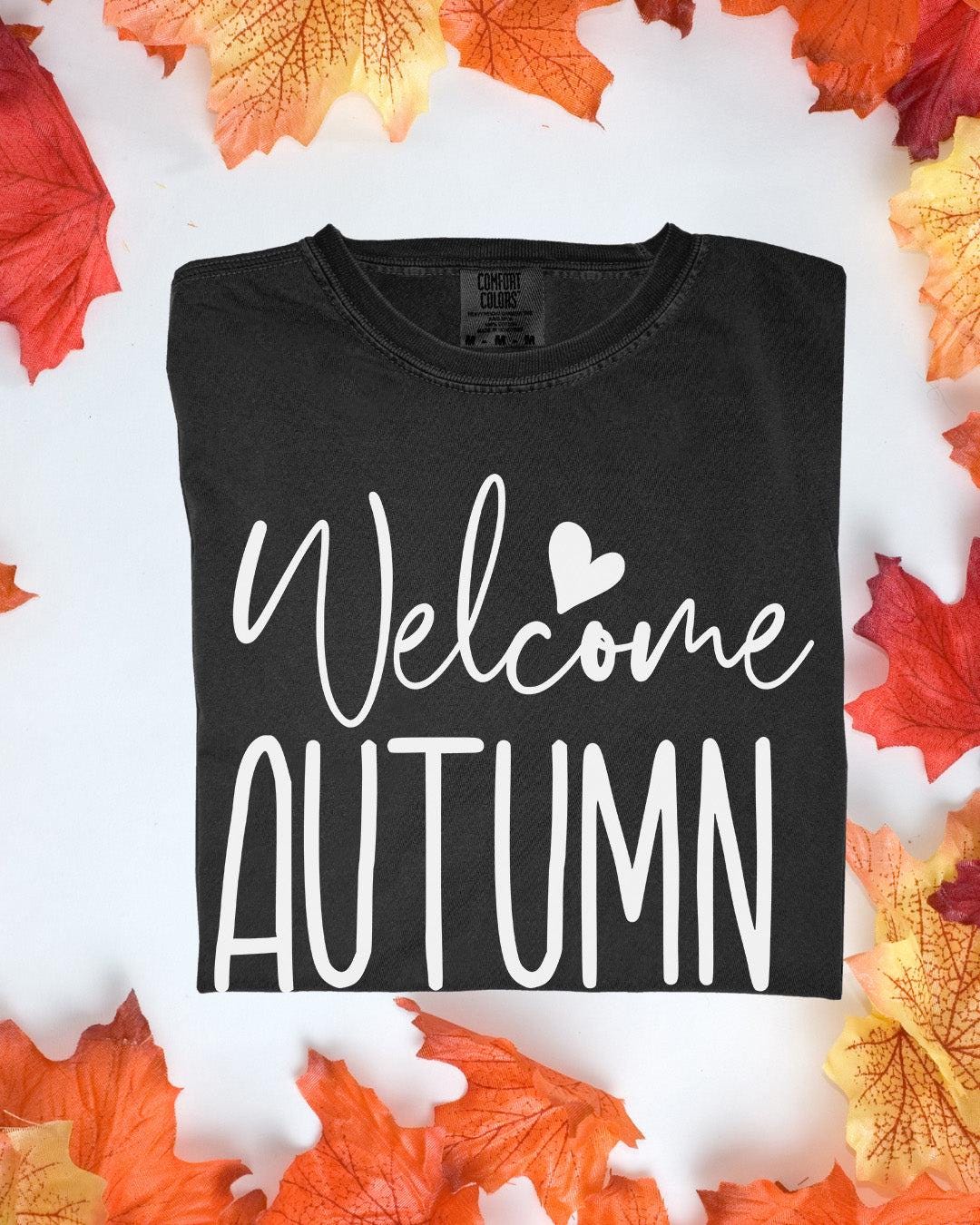 Welcome Autumn Comfort Colors Tee Autumn Graphic TShirt Cozy Fall Outfit Customizoo