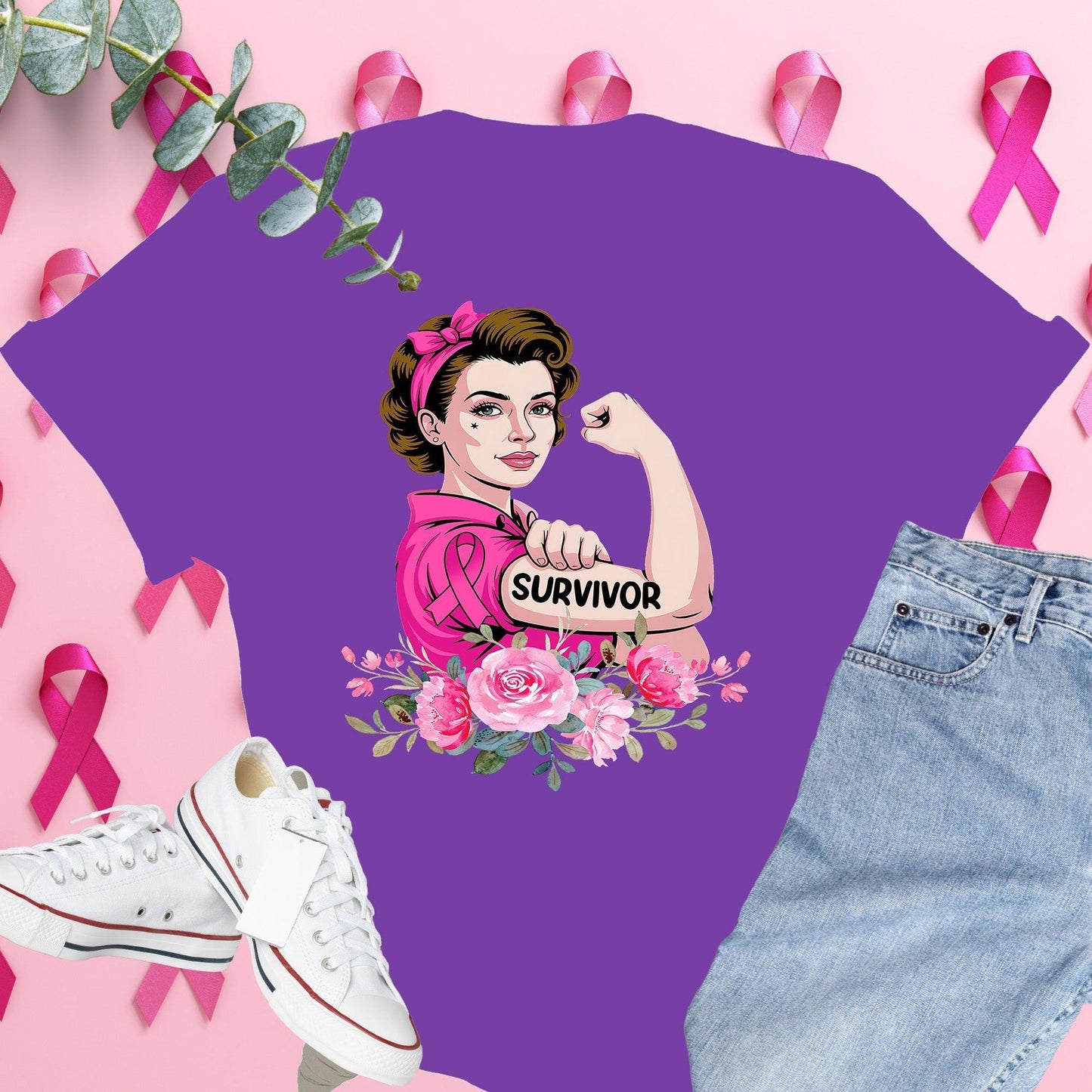Breast Cancer Awareness Shirt on Comfort Colors® Tee – Pink Ribbon, October Support, Halloween Theme