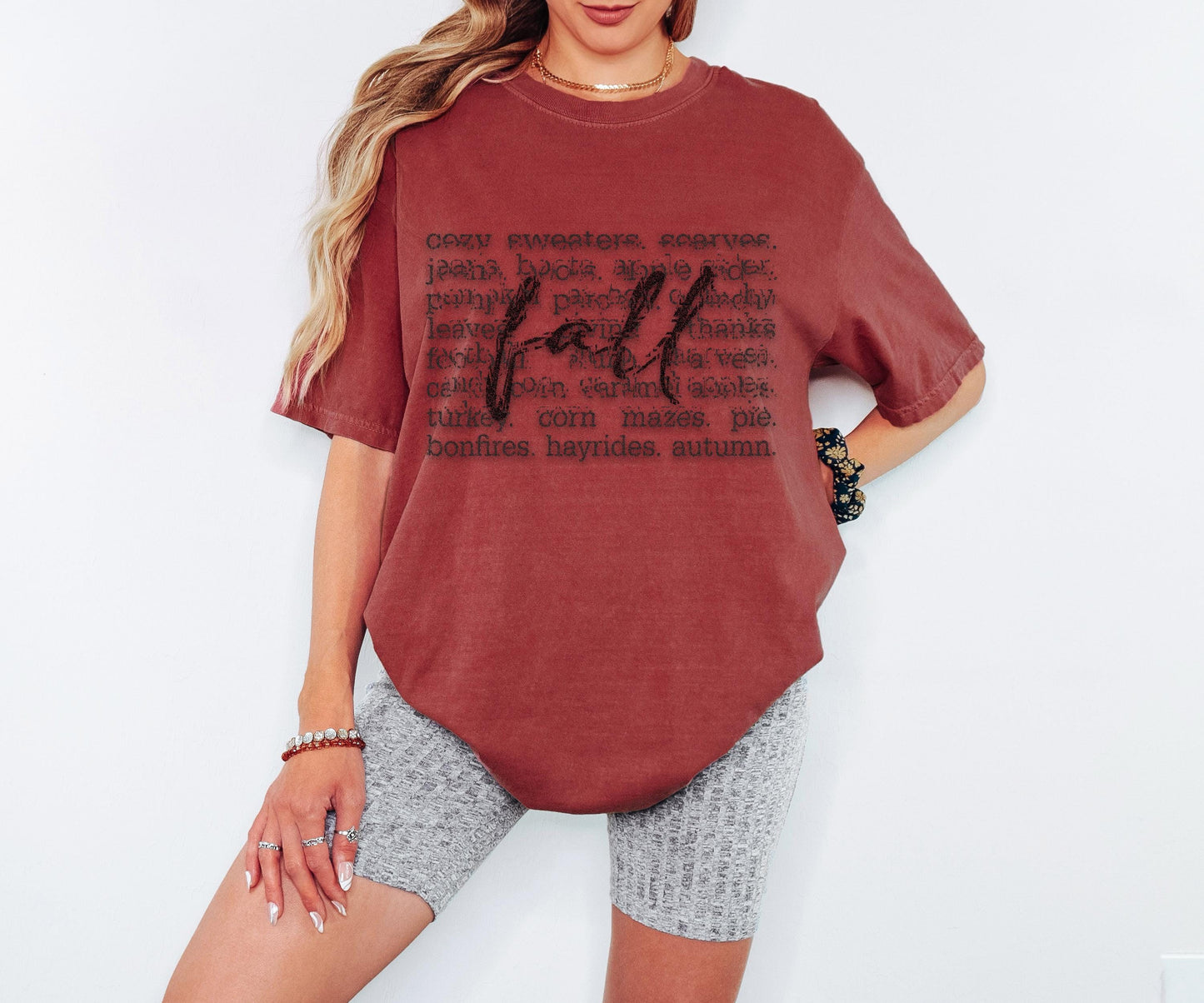 Autumn Shirt Colorful Fall Words Tee Cozy Sweaters Boots Pumpkin Spice Top