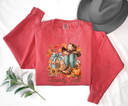 Howdy Fall Shirt Western Fall Graphic Tee Cowgirl Boots Pumpkins Autumn Outfit