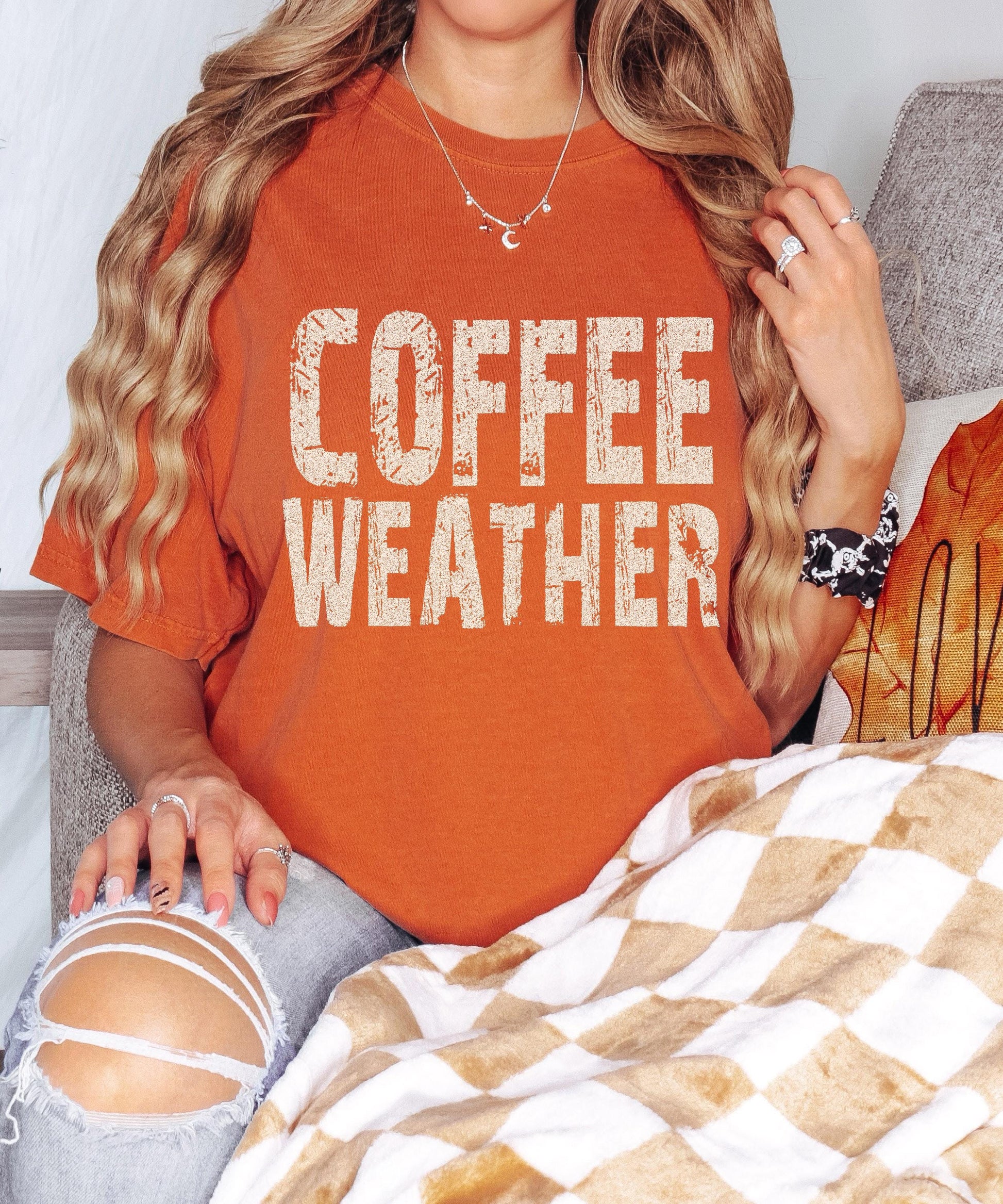Coffee Weather Shirt Fall Graphic Tee Cozy Autumn Coffee Lover Gift Top