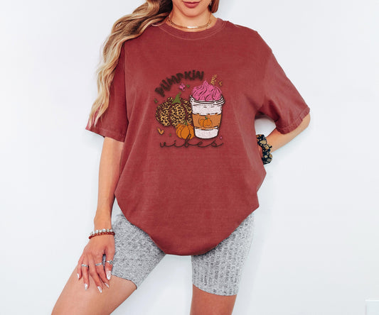 Pumpkin Vibes Shirt Fall Graphic Tee Pumpkin Spice Coffee Autumn Outfit