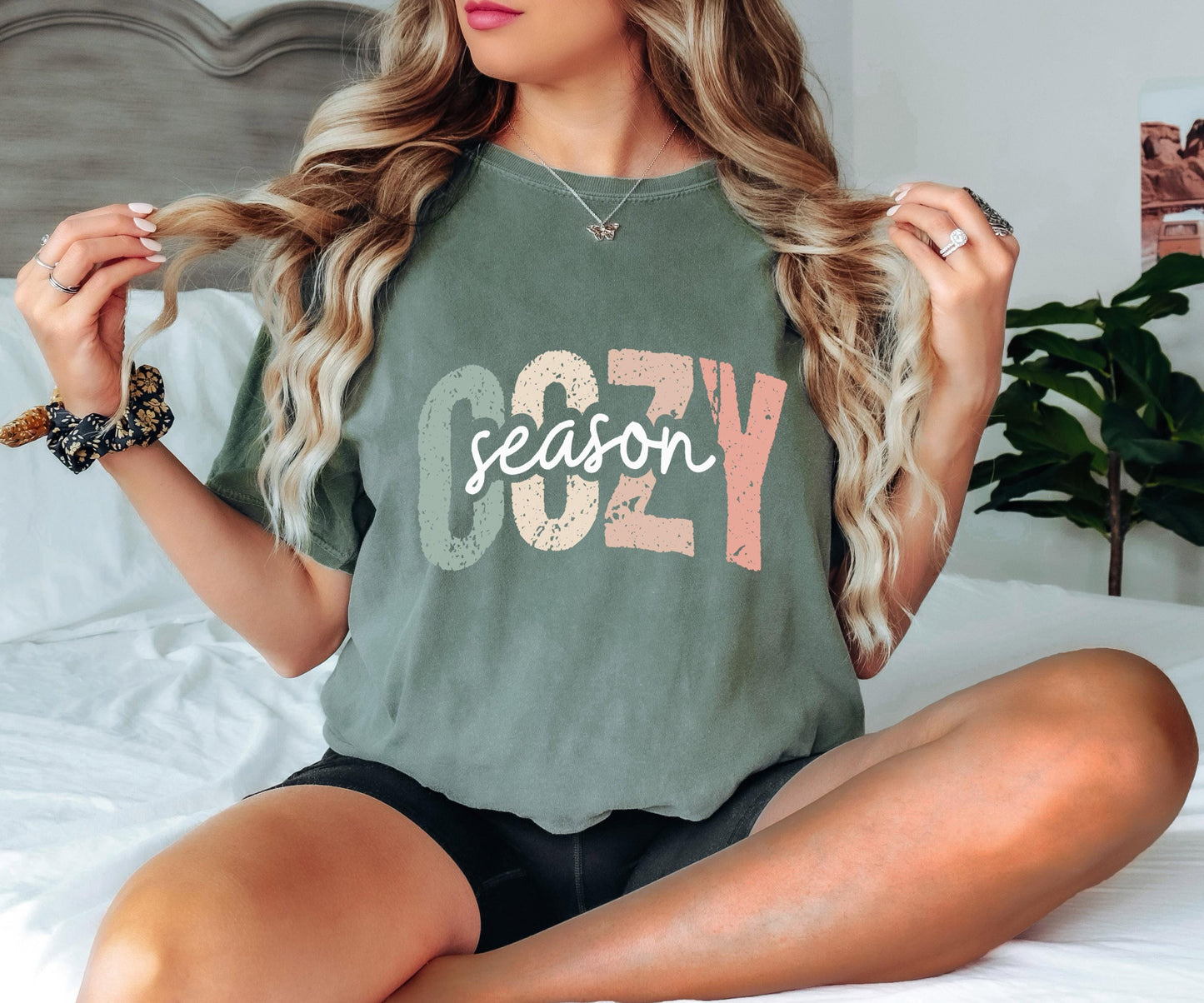 Cozy Season Shirt Fall Graphic Tee Colorful Cozy Autumn Outfit Thanksgiving Top