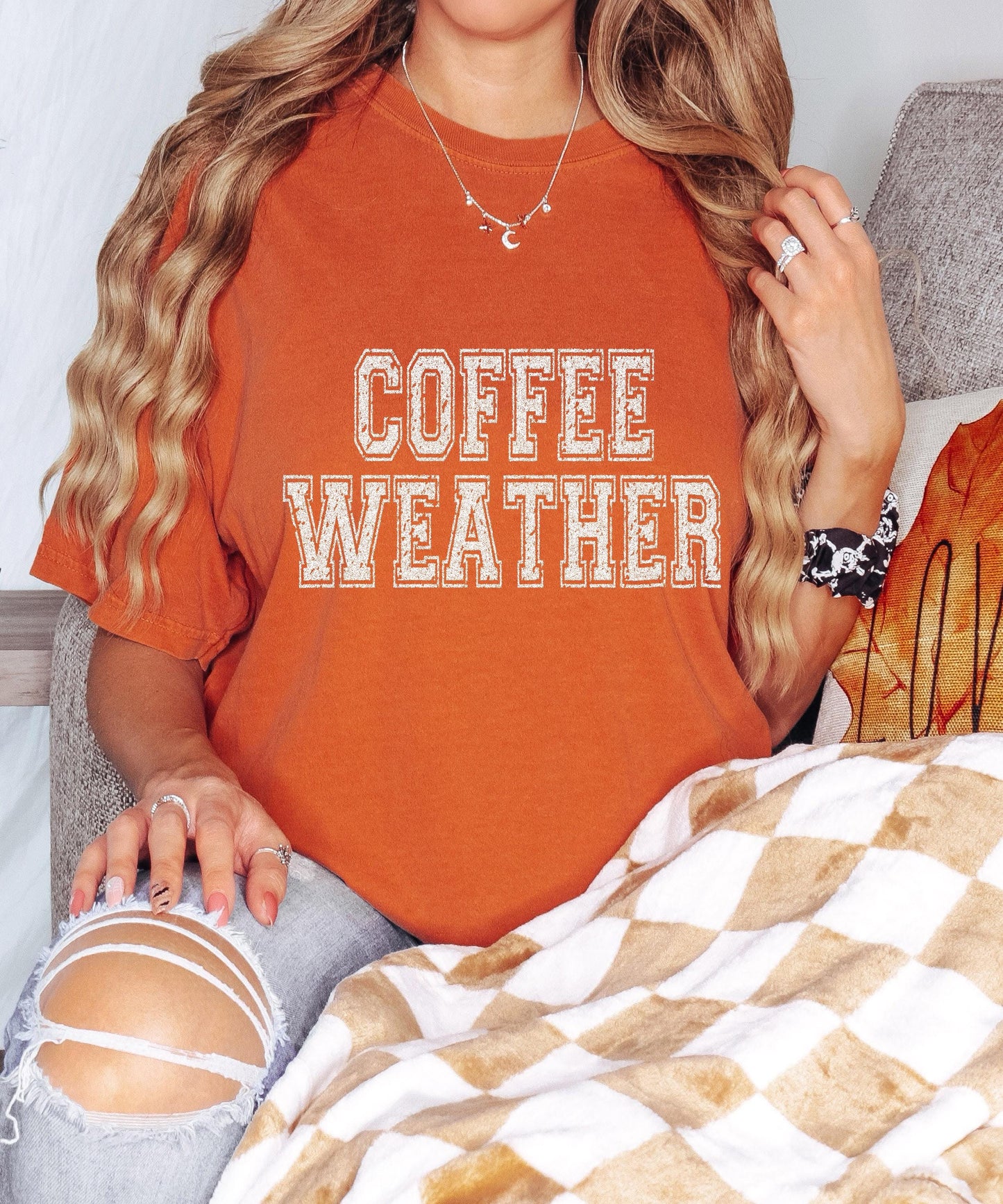 Coffee Weather Shirt Fall Graphic Tee Cozy Autumn Coffee Lover Gift Top