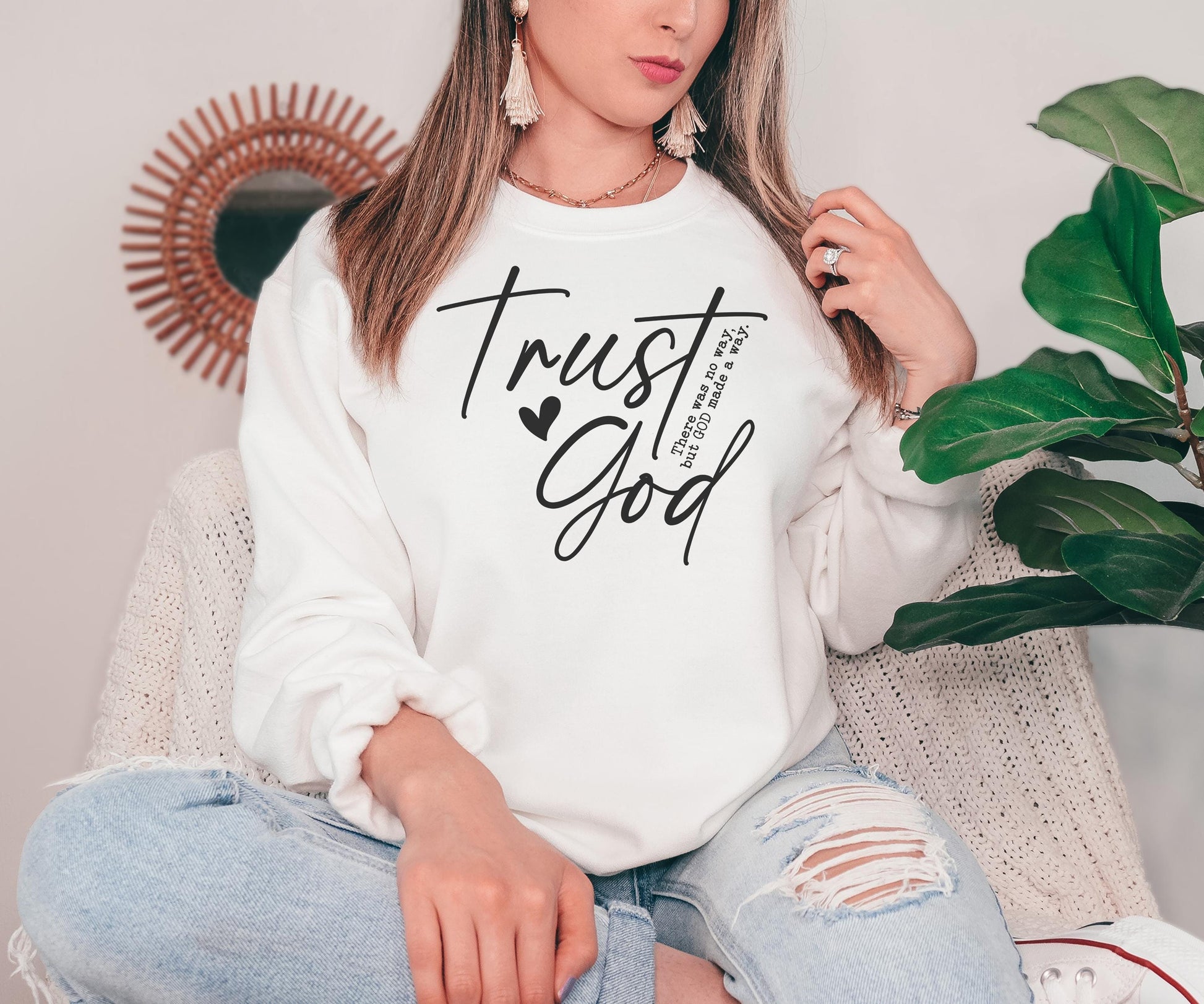 Trust God Sweatshirt Hoodie Christian Bible Verse Clothing Unisex Religious Gift