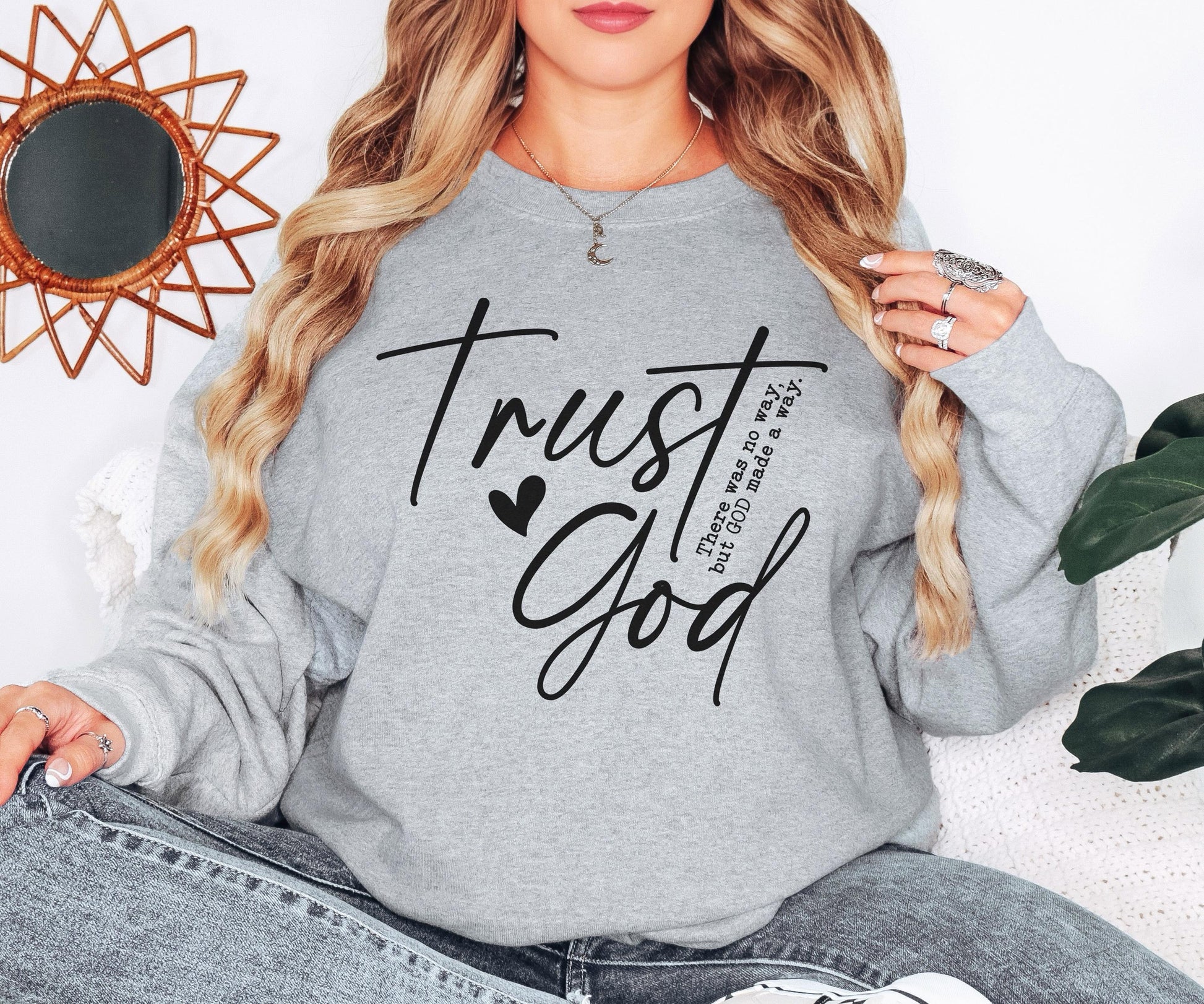 Trust God Sweatshirt Hoodie Christian Bible Verse Clothing Unisex Religious Gift