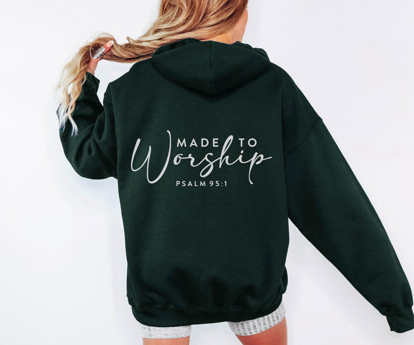 Made to Worship Psalm 95:1 Hoodie Christian Bible Verse Clothing Unisex Religious Gift