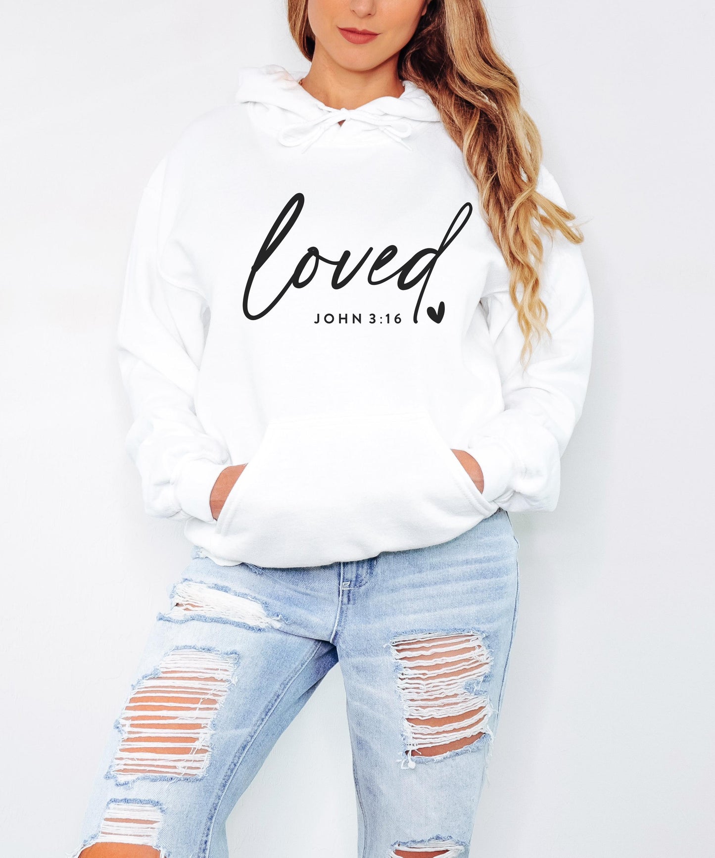 Loved with heart John 3:16 Shirt Christian Bible Verse Clothing Unisex Religious Gift