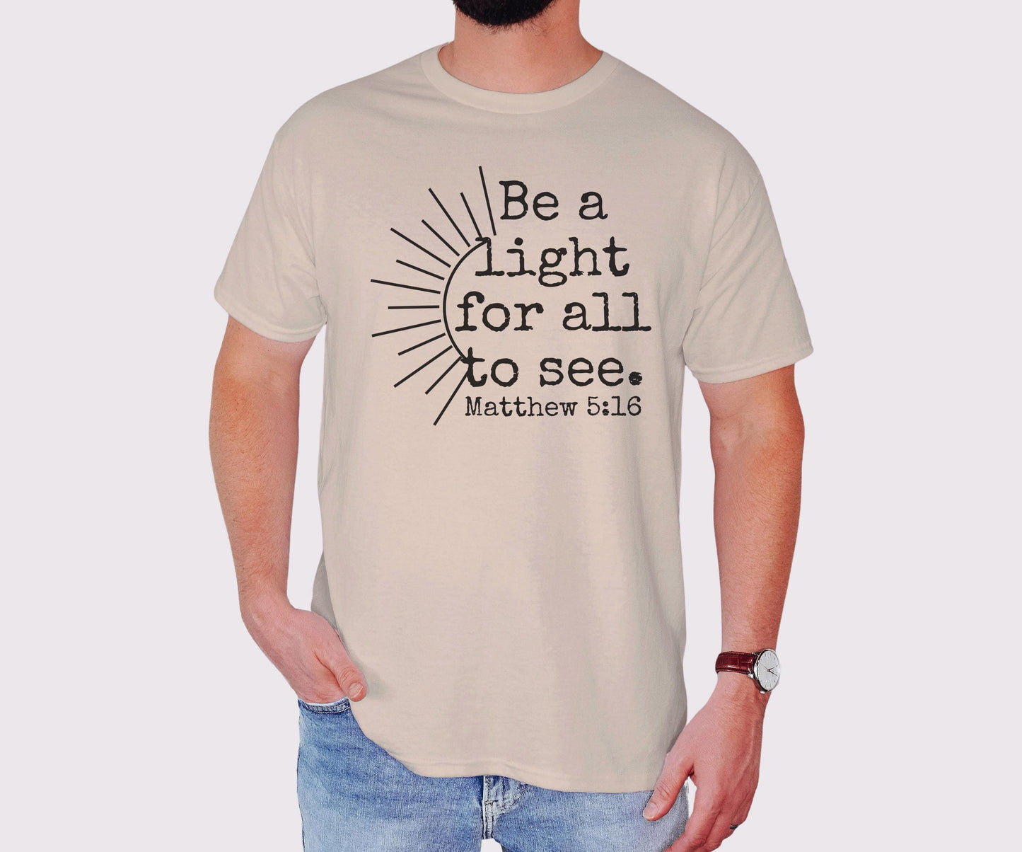 Be the Light Matthew 5:16 Shirt Christian Bible Verse Clothing Unisex Religious Gift