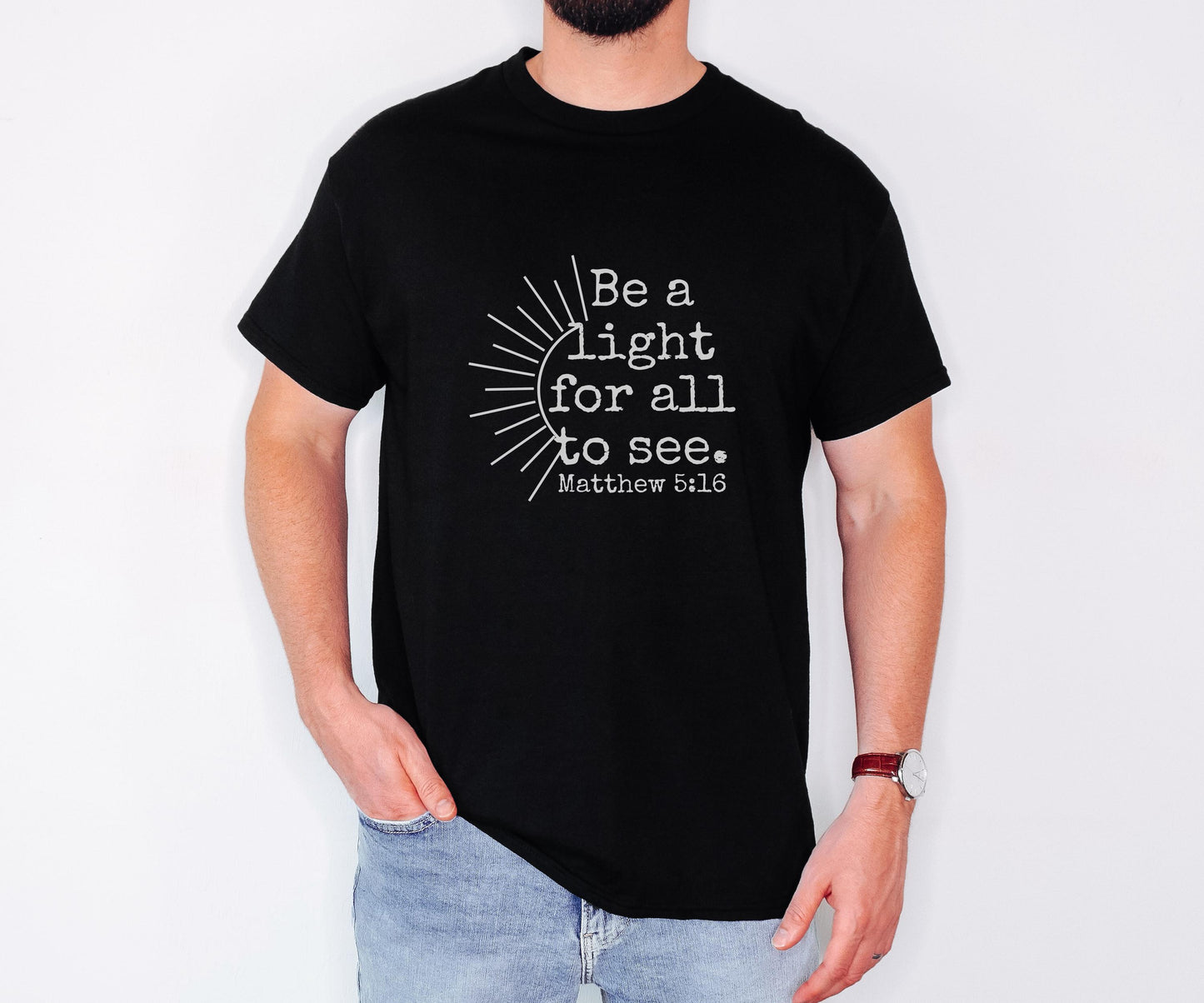 Be the Light Matthew 5:16 Shirt Christian Bible Verse Clothing Unisex Religious Gift