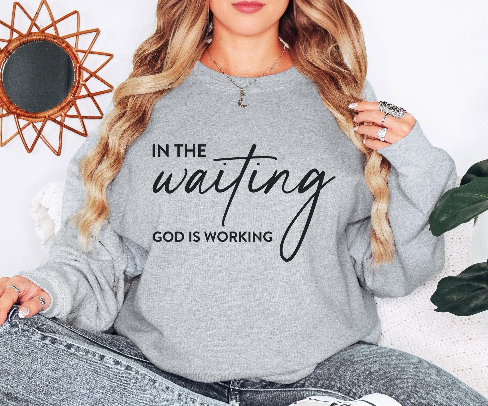In the Waiting, God is Working Christian Apparel Bible Verse Clothing Unisex Religious Gift