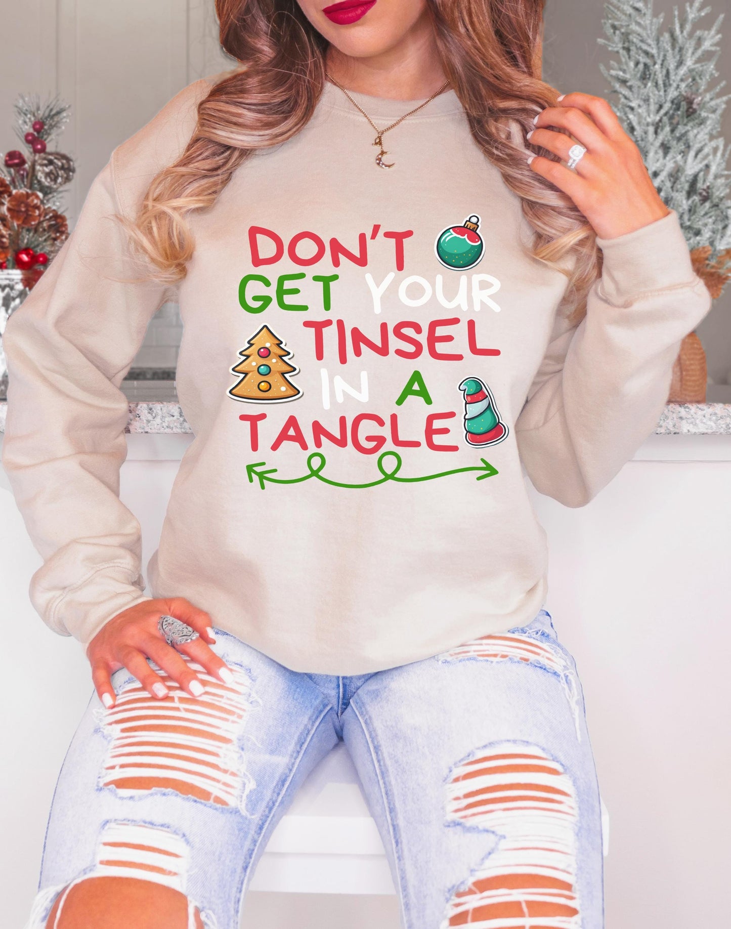 Christmas Tinsel Tangle Shirt – Funny Xmas Tee – Holiday Humor Sweatshirt, Hoodie, Infant, Adult Sizes