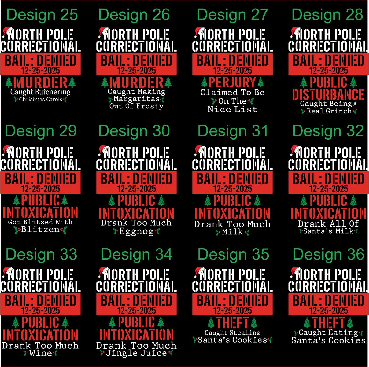 Family Xmas Shirt – North Pole Correctional Tee – Funny Christmas Hoodie Sweatshirt – 41 Sayings Available