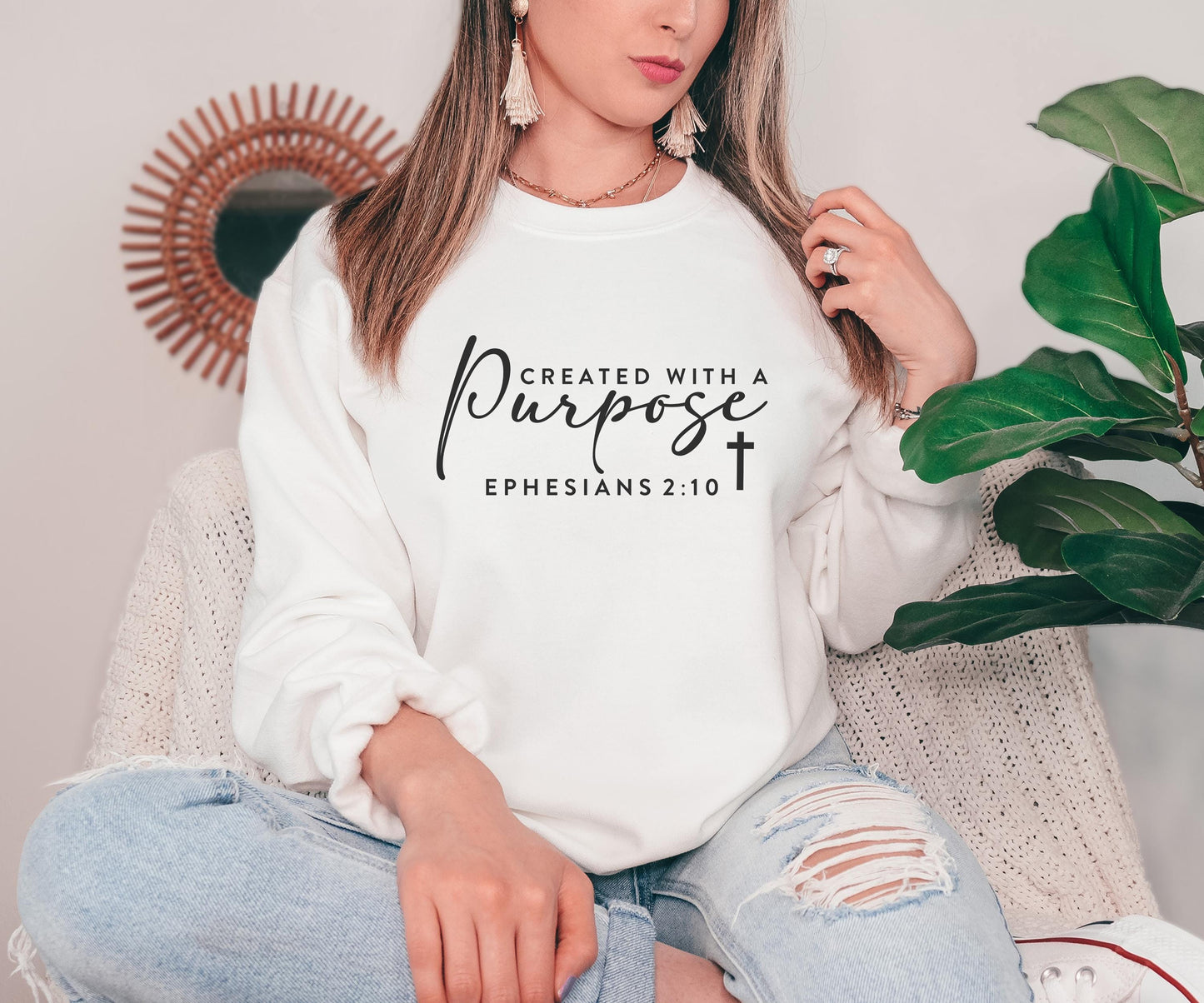 Created With a Purpose Hoodie Christian Bible Verse Clothing Unisex Religious Gift