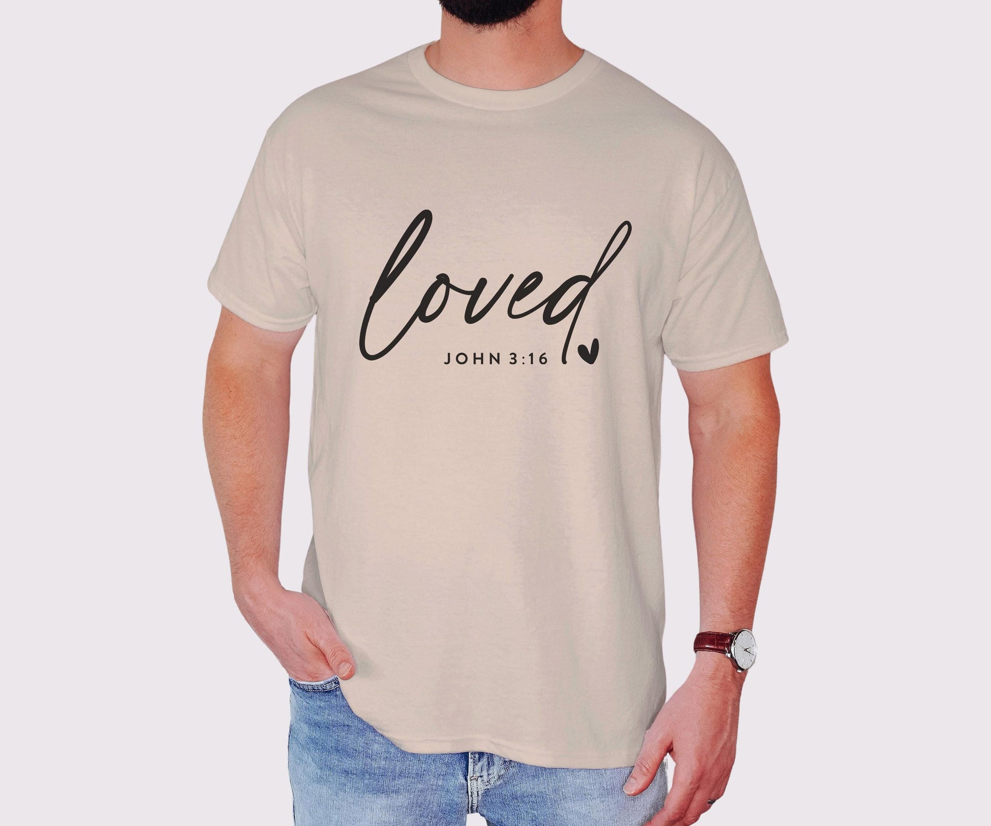 Loved with heart John 3:16 Shirt Christian Bible Verse Clothing Unisex Religious Gift