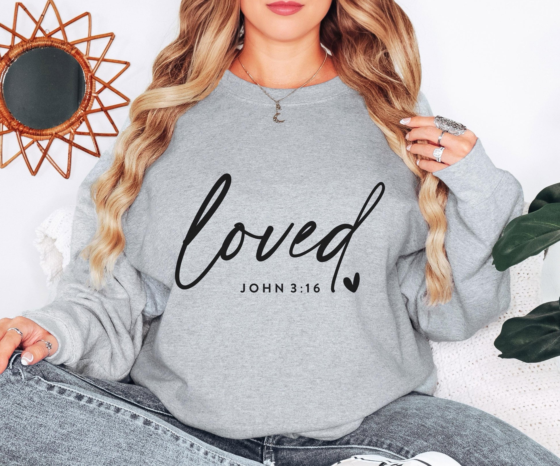 Loved with heart John 3:16 Shirt Christian Bible Verse Clothing Unisex Religious Gift
