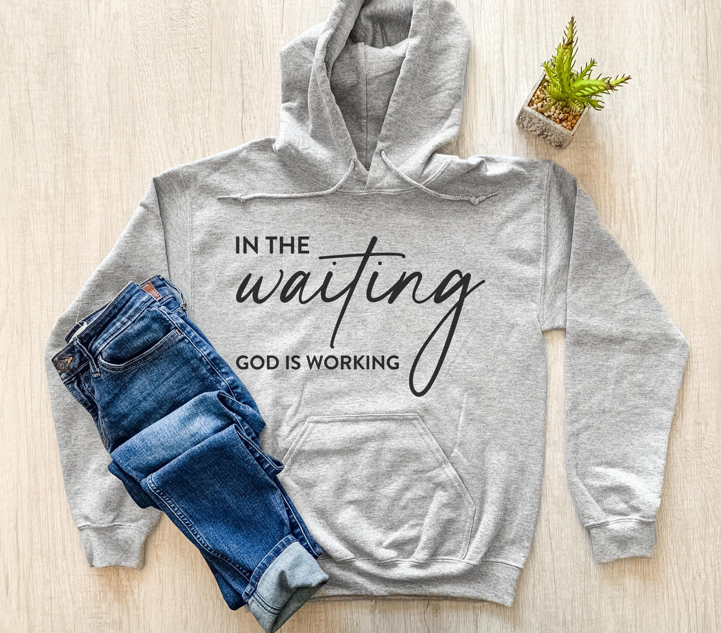 In the Waiting, God is Working Christian Apparel Bible Verse Clothing Unisex Religious Gift