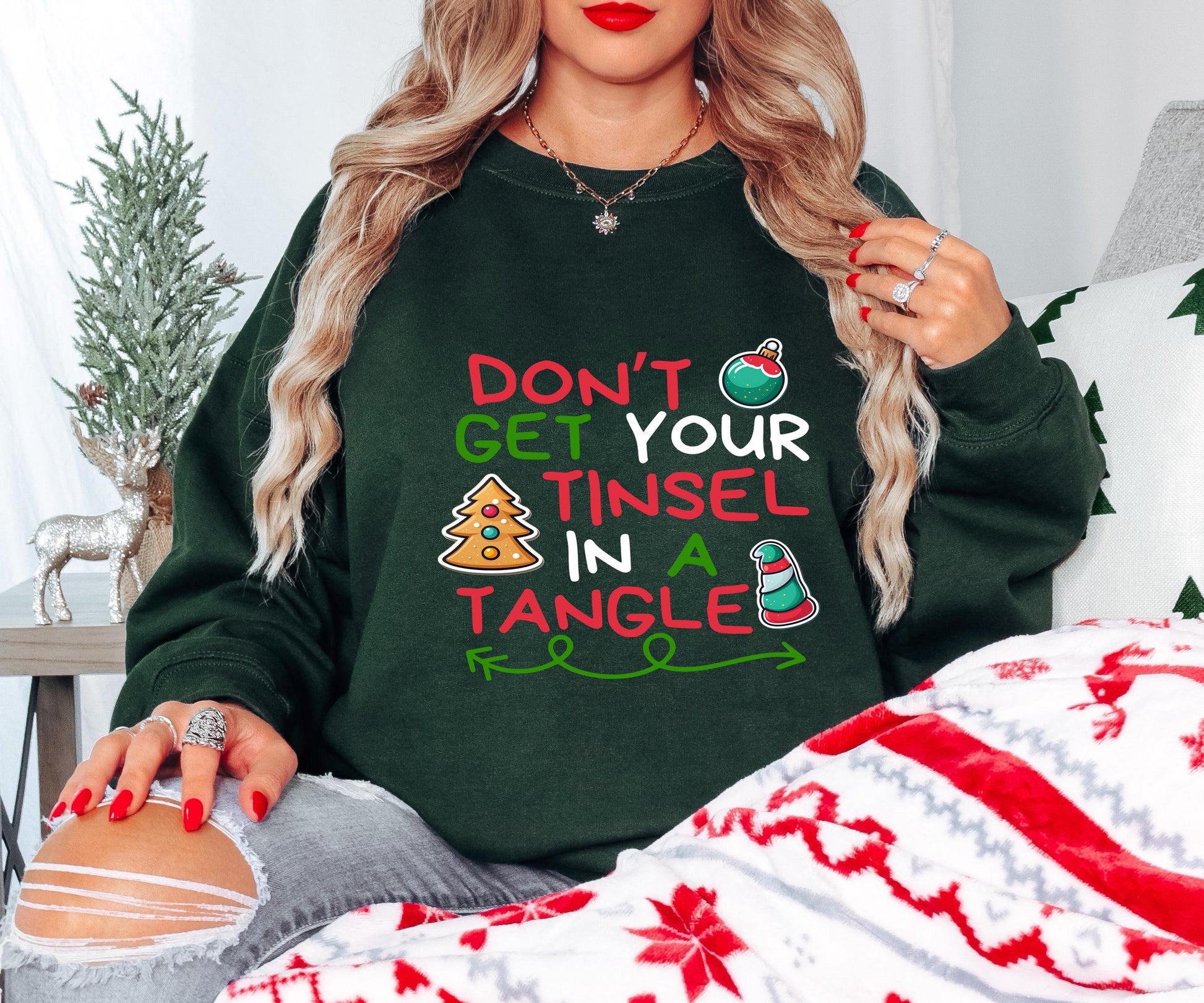 Christmas Tinsel Tangle Shirt – Funny Xmas Tee – Holiday Humor Sweatshirt, Hoodie, Infant, Adult Sizes
