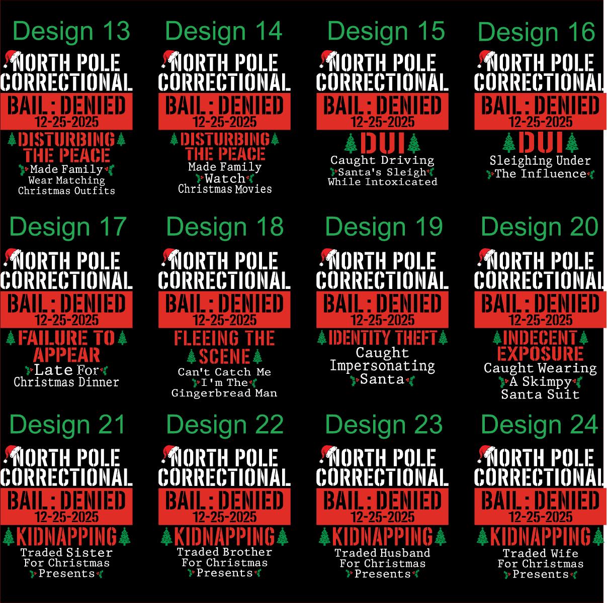 Family Xmas Shirt – North Pole Correctional Tee – Funny Christmas Hoodie Sweatshirt – 41 Sayings Available