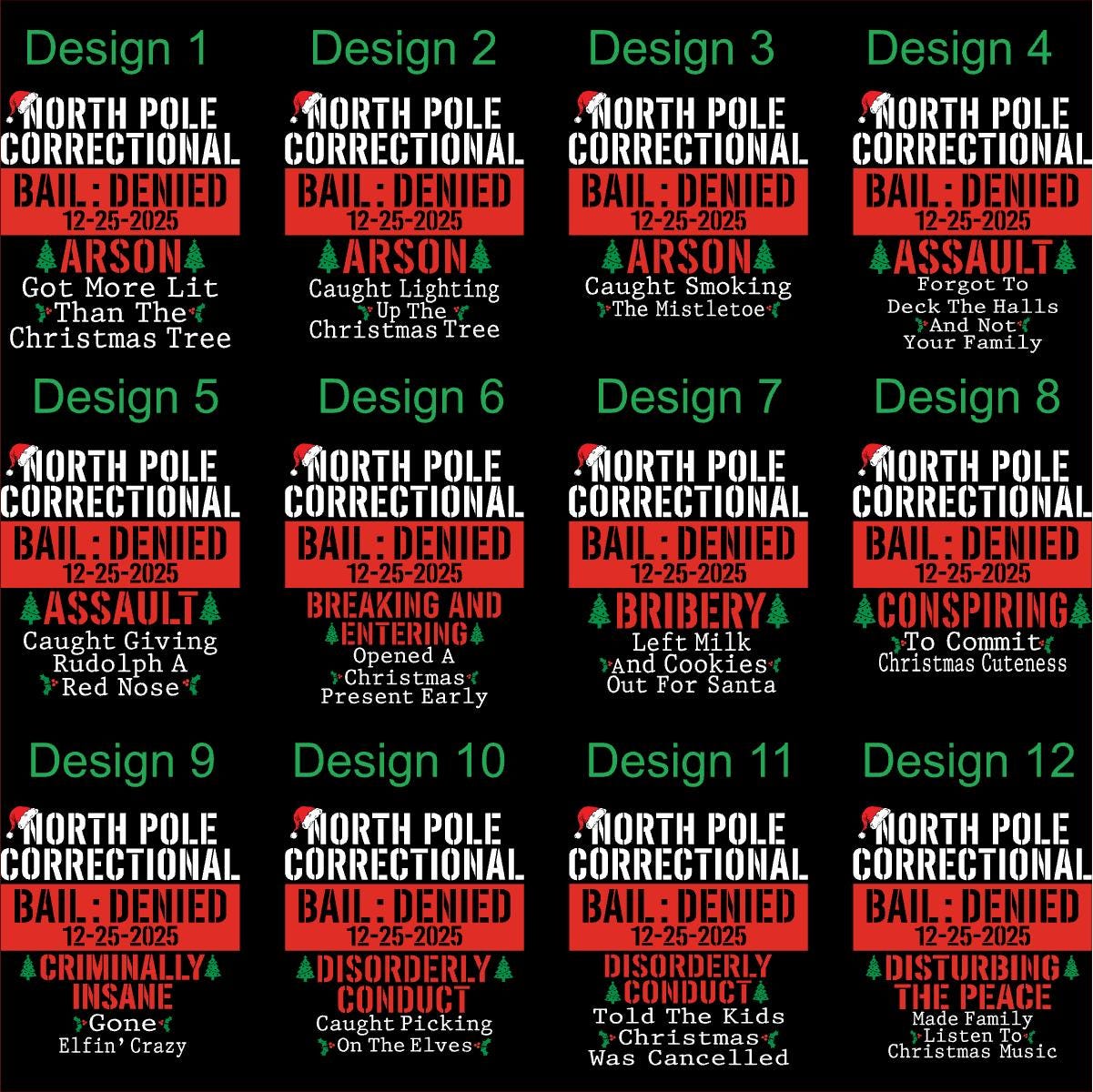 Family Xmas Shirt – North Pole Correctional Tee – Funny Christmas Hoodie Sweatshirt – 41 Sayings Available