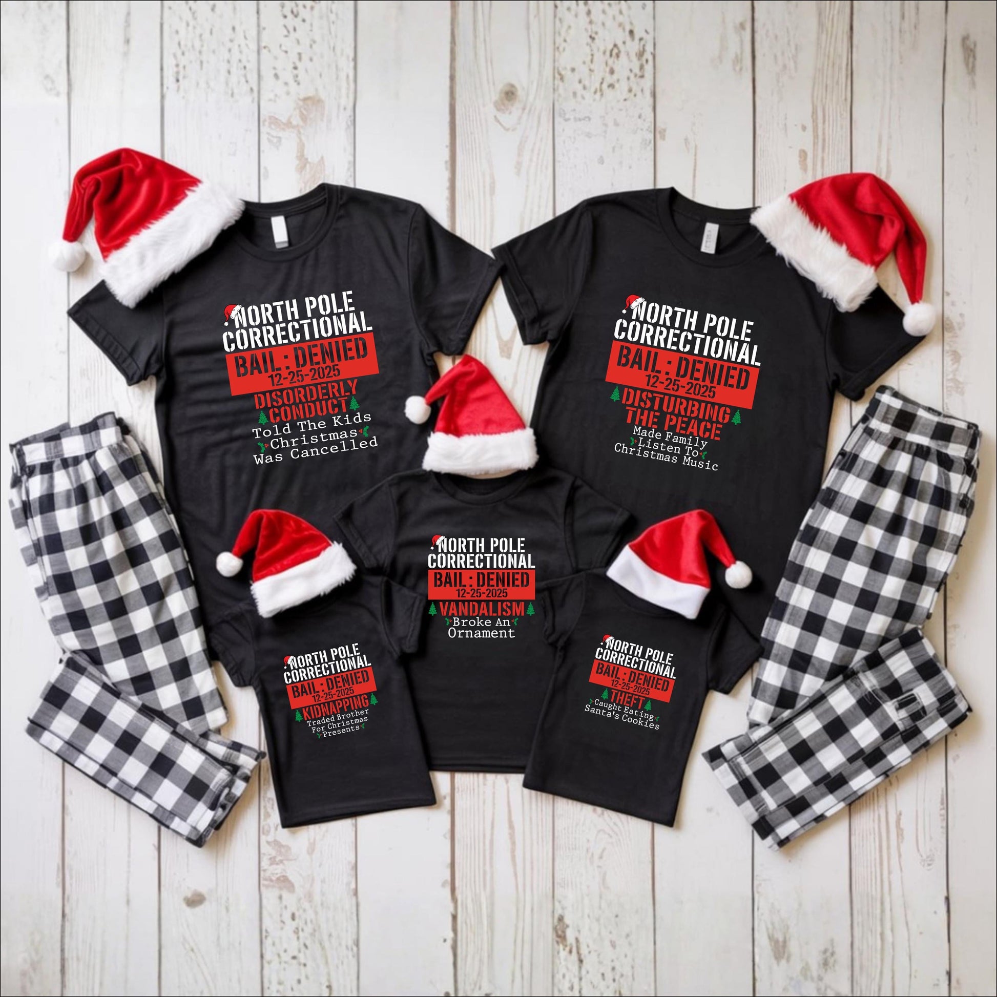 Family Xmas Shirt – North Pole Correctional Tee – Funny Christmas Hoodie Sweatshirt – 41 Sayings Available