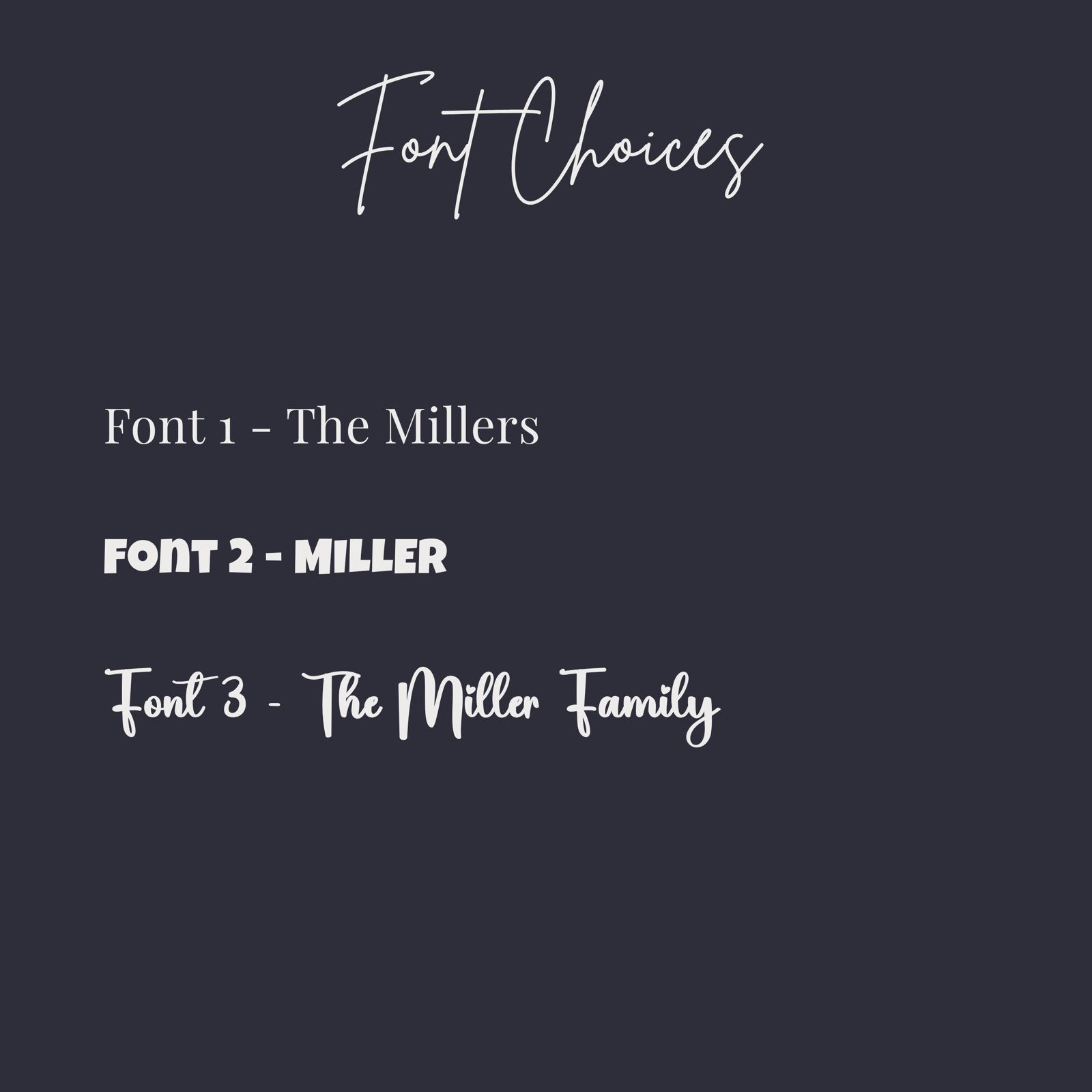 Font style options for personalized camper name decal