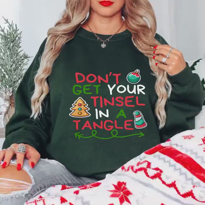 Christmas Tinsel Tangle Shirt – Funny Xmas Tee – Holiday Humor Sweatshirt, Hoodie, Infant, Adult Sizes