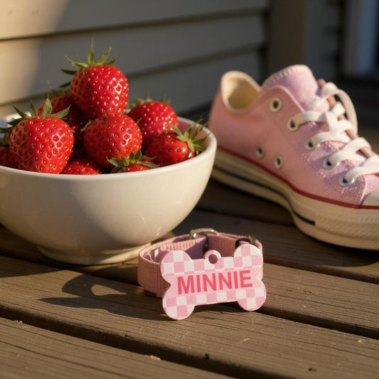 Custom Dog Tag for Pets, Personalized Colorful Checkerboard Pattern Pet ID Tags with Free Shipping