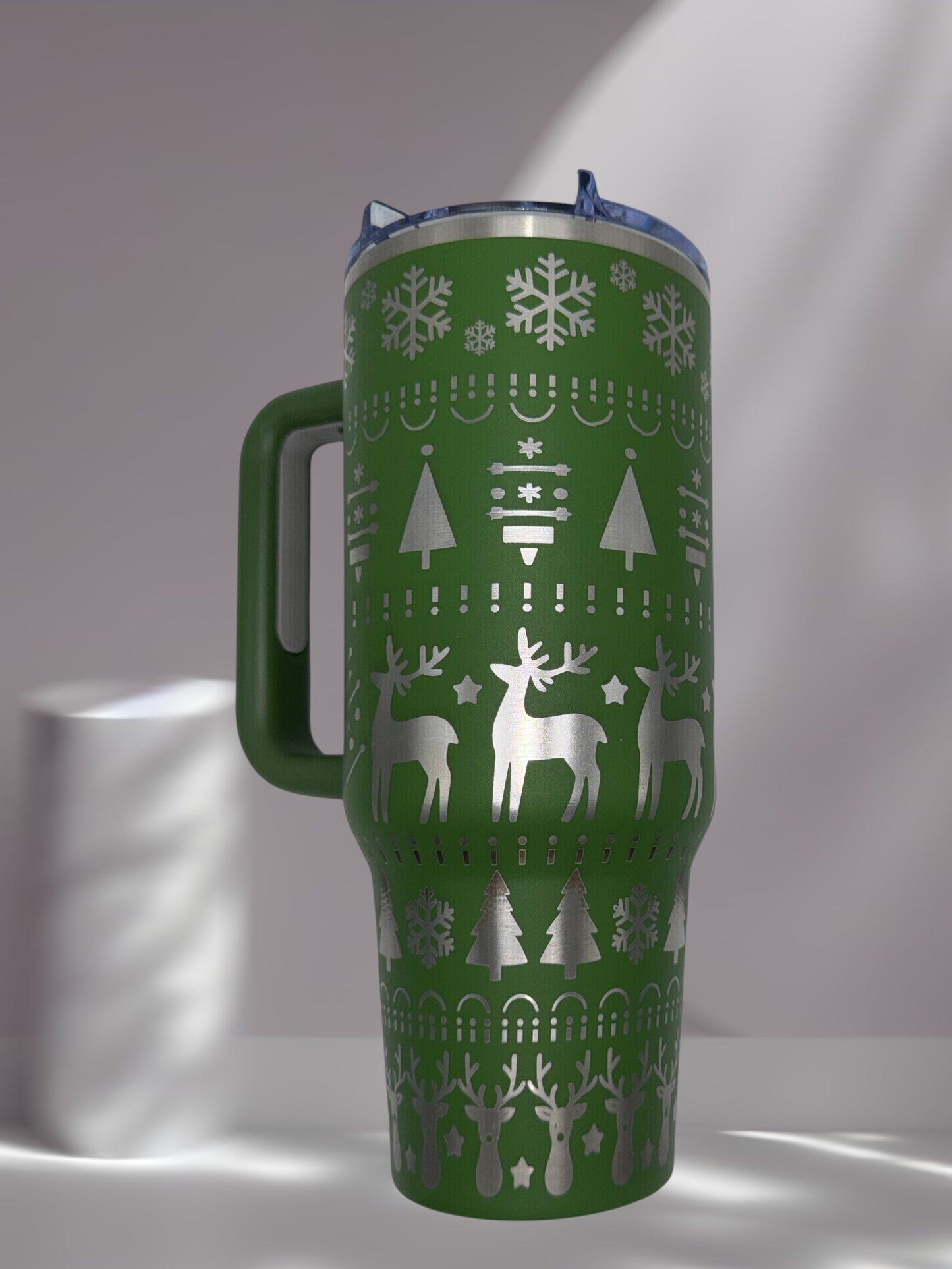 40oz Big Swig Tumbler – Laser Engraved Winter Pattern | Holiday Gift | Insulated Stainless Steel | Hogg Brand